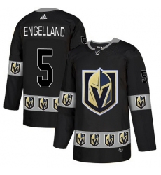 Men's Adidas Vegas Golden Knights #5 Deryk Engelland Authentic Black Team Logo Fashion NHL Jersey