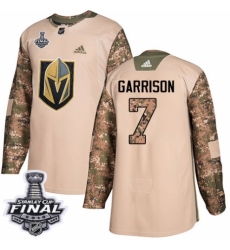 Men's Adidas Vegas Golden Knights #7 Jason Garrison Authentic Camo Veterans Day Practice 2018 Stanley Cup Final NHL Jersey