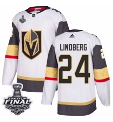 Women's Adidas Vegas Golden Knights #24 Oscar Lindberg Authentic White Away 2018 Stanley Cup Final NHL Jersey