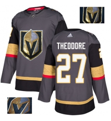 Men's Adidas Vegas Golden Knights #27 Shea Theodore Authentic Gray Fashion Gold NHL Jersey