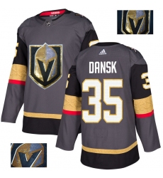 Men's Adidas Vegas Golden Knights #35 Oscar Dansk Authentic Gray Fashion Gold NHL Jersey
