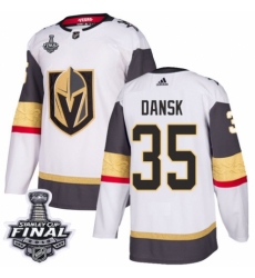Youth Adidas Vegas Golden Knights #35 Oscar Dansk Authentic White Away 2018 Stanley Cup Final NHL Jersey