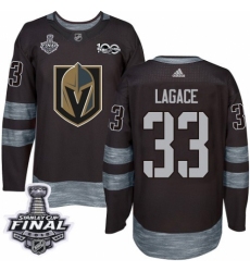 Men's Adidas Vegas Golden Knights #33 Maxime Lagace Authentic Black 1917-2017 100th Anniversary 2018 Stanley Cup Final NHL Jersey
