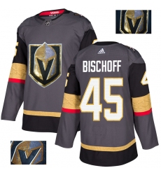 Men's Adidas Vegas Golden Knights #45 Jake Bischoff Authentic Gray Fashion Gold NHL Jersey