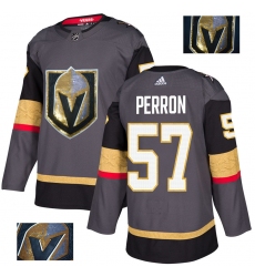 Men's Adidas Vegas Golden Knights #57 David Perron Authentic Gray Fashion Gold NHL Jersey
