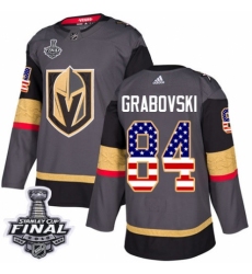 Youth Adidas Vegas Golden Knights #84 Mikhail Grabovski Authentic Gray USA Flag Fashion 2018 Stanley Cup Final NHL Jersey