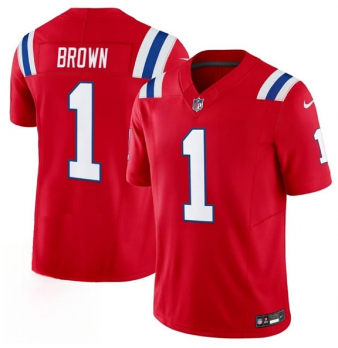 Men's New England Patriots #1 A.J. Brown Red 2026 F.U.S.E. Vapor Limited Football Stitched Jersey