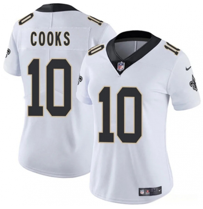 Women's New Orleans Saints #10 Brandin Cooks White 2025 Vapor Limited Football Stitched Jersey(Run Small)