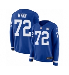 Women's Nike New York Giants #72 Kerry Wynn Limited Royal Blue Therma Long Sleeve NFL Jersey