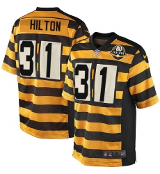Men's Nike Pittsburgh Steelers #31 Mike Hilton Game Yellow/Black Alternate 80TH Anniversary Throwback NFL Jersey