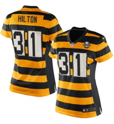 Women's Nike Pittsburgh Steelers #31 Mike Hilton Game Yellow/Black Alternate 80TH Anniversary Throwback NFL Jersey