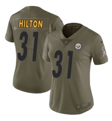 Women's Nike Pittsburgh Steelers #31 Mike Hilton Limited Olive 2017 Salute to Service NFL Jersey