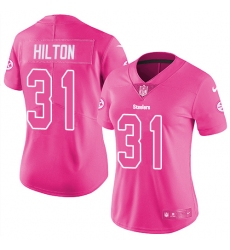 Women's Nike Pittsburgh Steelers #31 Mike Hilton Limited Pink Rush Fashion NFL Jersey