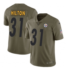 Youth Nike Pittsburgh Steelers #31 Mike Hilton Limited Olive 2017 Salute to Service NFL Jersey