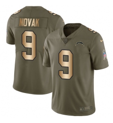 Men's Nike Los Angeles Chargers #9 Nick Novak Limited Olive/Gold 2017 Salute to Service NFL Jersey