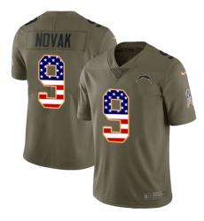 Men's Nike Los Angeles Chargers #9 Nick Novak Limited Olive/USA Flag 2017 Salute to Service NFL Jersey