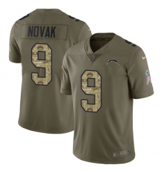 Youth Nike Los Angeles Chargers #9 Nick Novak Limited Olive/Camo 2017 Salute to Service NFL Jersey