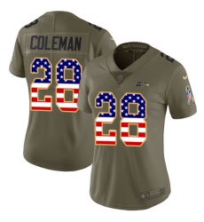 Women's Nike Seattle Seahawks #28 Justin Coleman Limited Olive/USA Flag 2017 Salute to Service NFL Jersey