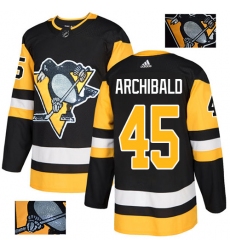 Men's Adidas Pittsburgh Penguins #45 Josh Archibald Authentic Black Fashion Gold NHL Jersey