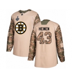 Men's Boston Bruins #43 Danton Heinen Authentic Camo Veterans Day Practice 2019 Stanley Cup Final Bound Hockey Jersey