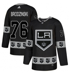 Men's Adidas Los Angeles Kings #76 Jonny Brodzinski Authentic Black Team Logo Fashion NHL Jersey
