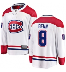 Youth Montreal Canadiens #8 Jordie Benn Authentic White Away Fanatics Branded Breakaway NHL Jersey
