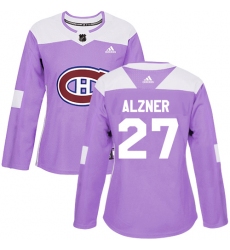 Women's Adidas Montreal Canadiens #27 Karl Alzner Authentic Purple Fights Cancer Practice NHL Jersey