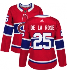 Women's Adidas Montreal Canadiens #25 Jacob de la Rose Premier Red Home NHL Jersey