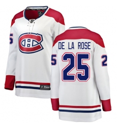 Women's Montreal Canadiens #25 Jacob de la Rose Authentic White Away Fanatics Branded Breakaway NHL Jersey