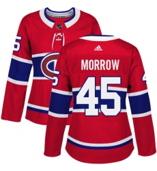 Women's Adidas Montreal Canadiens #45 Joe Morrow Authentic Red Home NHL Jersey