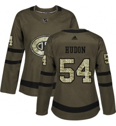 Women's Adidas Montreal Canadiens #54 Charles Hudon Authentic Green Salute to Service NHL Jersey