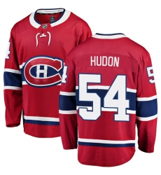 Youth Montreal Canadiens #54 Charles Hudon Authentic Red Home Fanatics Branded Breakaway NHL Jersey