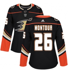 Women's Adidas Anaheim Ducks #26 Brandon Montour Authentic Black Home NHL Jersey