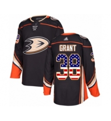Men's Anaheim Ducks #38 Derek Grant Authentic Black USA Flag Fashion Hockey Jersey