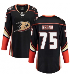 Women's Anaheim Ducks #75 Jaycob Megna Fanatics Branded Black Home Breakaway NHL Jersey