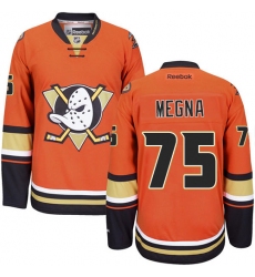 Women's Reebok Anaheim Ducks #75 Jaycob Megna Premier Orange Third NHL Jersey