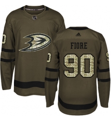 Men's Adidas Anaheim Ducks #90 Giovanni Fiore Premier Green Salute to Service NHL Jersey