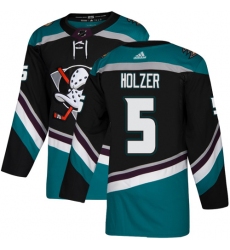 Youth Adidas Anaheim Ducks #5 Korbinian Holzer Authentic Black Teal Third NHL Jersey