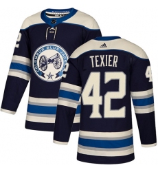 Youth Adidas Columbus Blue Jackets #42 Alexandre Texier Authentic Navy Blue Alternate NHL Jersey