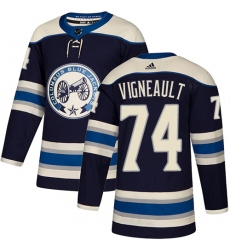 Men's Adidas Columbus Blue Jackets #74 Sam Vigneault Authentic Navy Blue Alternate NHL Jersey