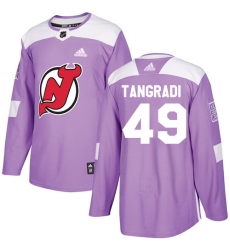 Youth Adidas New Jersey Devils #49 Eric Tangradi Authentic Purple Fights Cancer Practice NHL Jersey