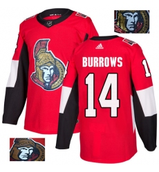 Men's Adidas Ottawa Senators #14 Alexandre Burrows Authentic Red Fashion Gold NHL Jersey