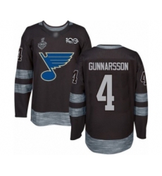 Men's St. Louis Blues #4 Carl Gunnarsson Authentic Black 1917-2017 100th Anniversary 2019 Stanley Cup Final Bound Hockey Jersey