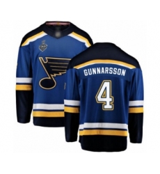 Men's St. Louis Blues #4 Carl Gunnarsson Fanatics Branded Royal Blue Home Breakaway 2019 Stanley Cup Final Bound Hockey Jersey