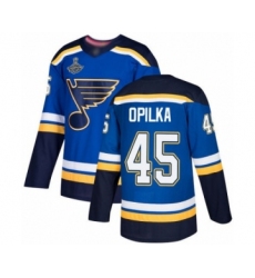 Men's St. Louis Blues #45 Luke Opilka Authentic Royal Blue Home 2019 Stanley Cup Champions Hockey Jersey