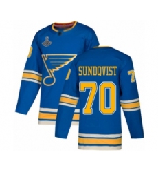 Youth St. Louis Blues #70 Oskar Sundqvist Authentic Navy Blue Alternate 2019 Stanley Cup Champions Hockey Jersey