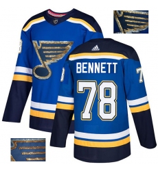 Men's Adidas St. Louis Blues #78 Beau Bennett Authentic Royal Blue Fashion Gold NHL Jersey