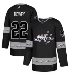 Men's Adidas Washington Capitals #22 Madison Bowey Authentic Black Team Logo Fashion NHL Jersey