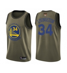 Men's Golden State Warriors #34 Shaun Livingston Swingman Green Salute to Service 2019 Basketball Finals Bound Basketball Jersey