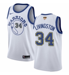 Men's Nike Golden State Warriors #34 Shaun Livingston Authentic White Hardwood Classics 2018 NBA Finals Bound NBA Jersey